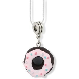 Donut (Black with White Icing) Charm Snake Chain Necklace